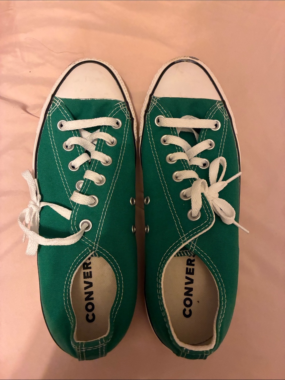 Trending Converse Green Canvas Low-Top Sneakers with White Details